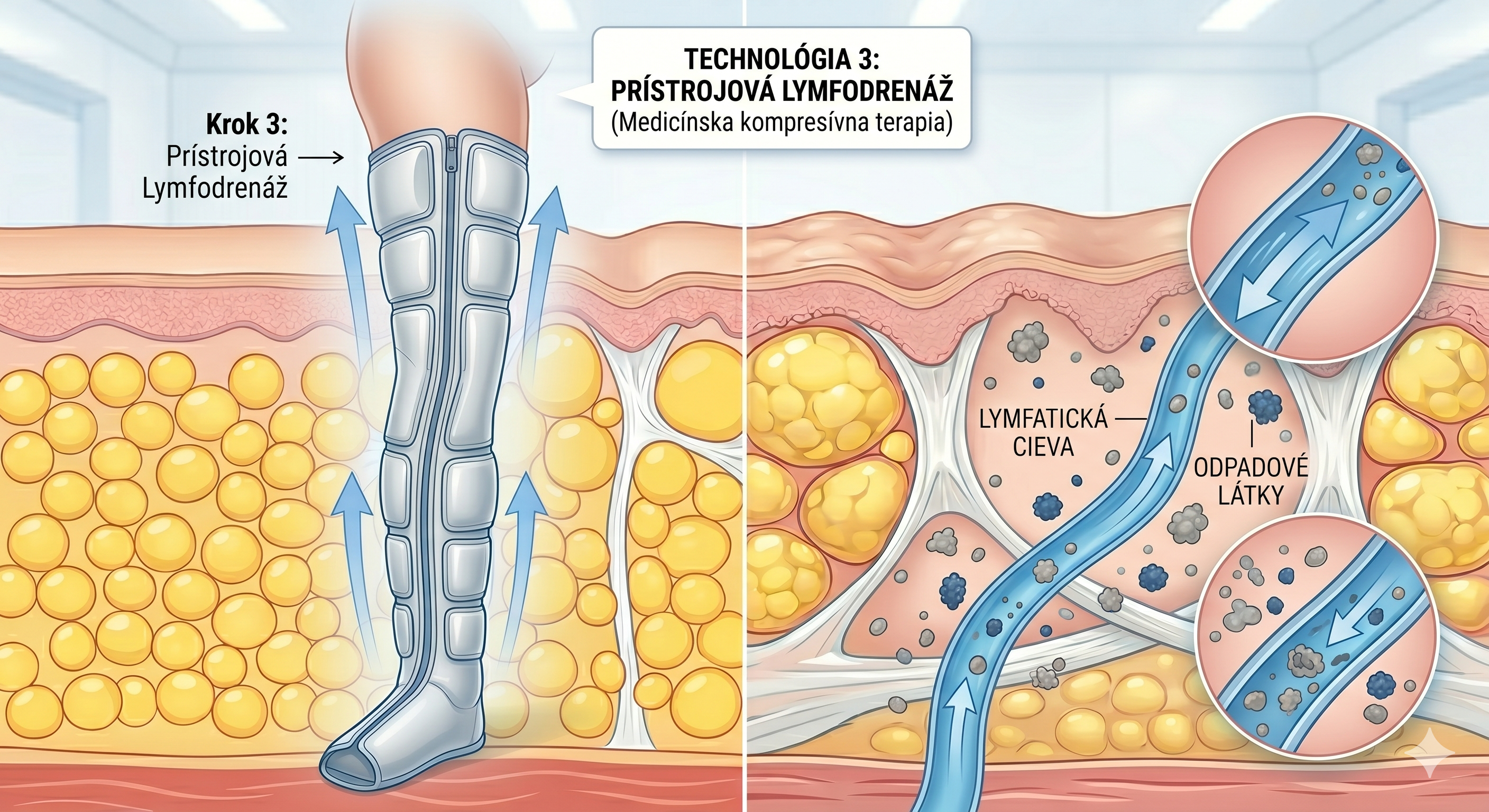 Prístrojová lymfodrenáž na boj s celulitídou
