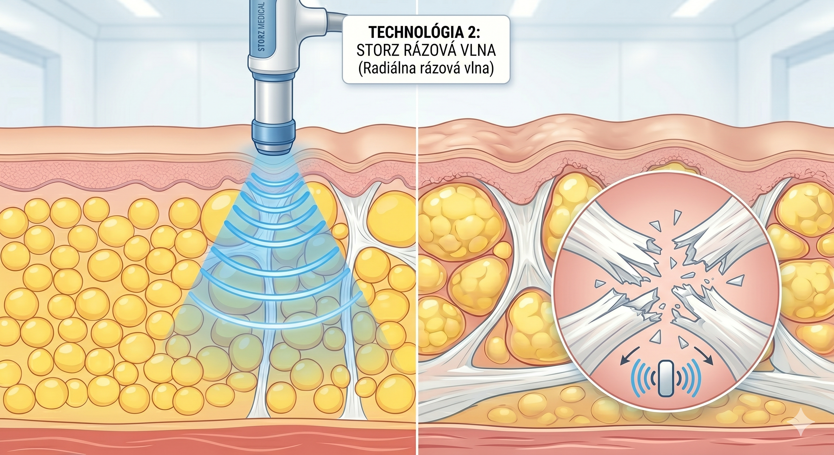 Radiálna rázová vlna na boj s celulitídou
